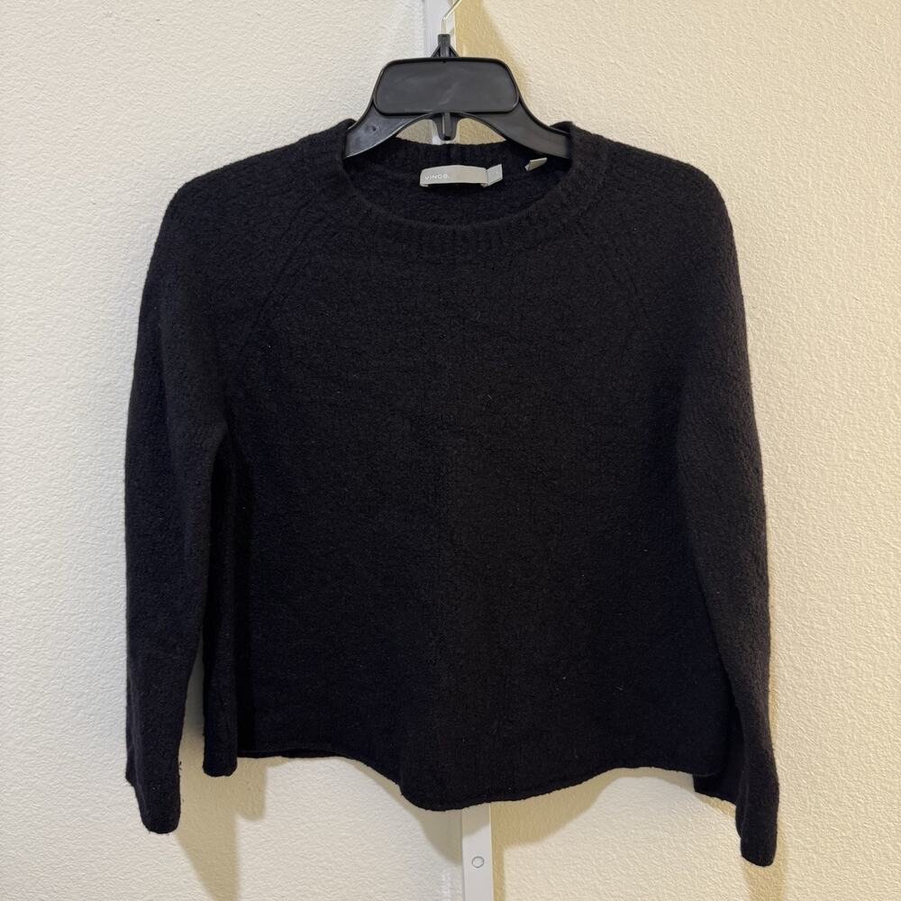Vince Boiled Merino Wool Crewneck Sweater Black Women Size M